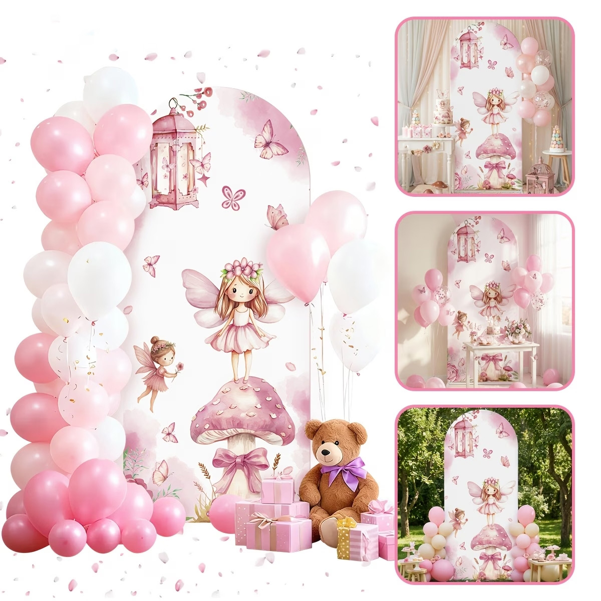 Dessert Table Backdrop - Fundo de Fada e Cogumelo para