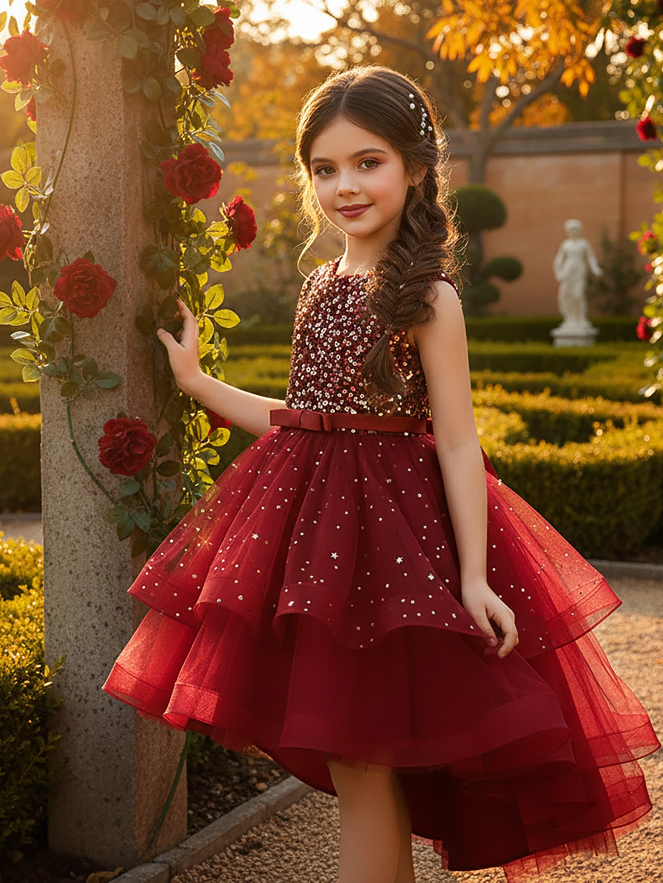 Glitter Tablecloth - Vestido de Princesa Floral com Lantejoulas