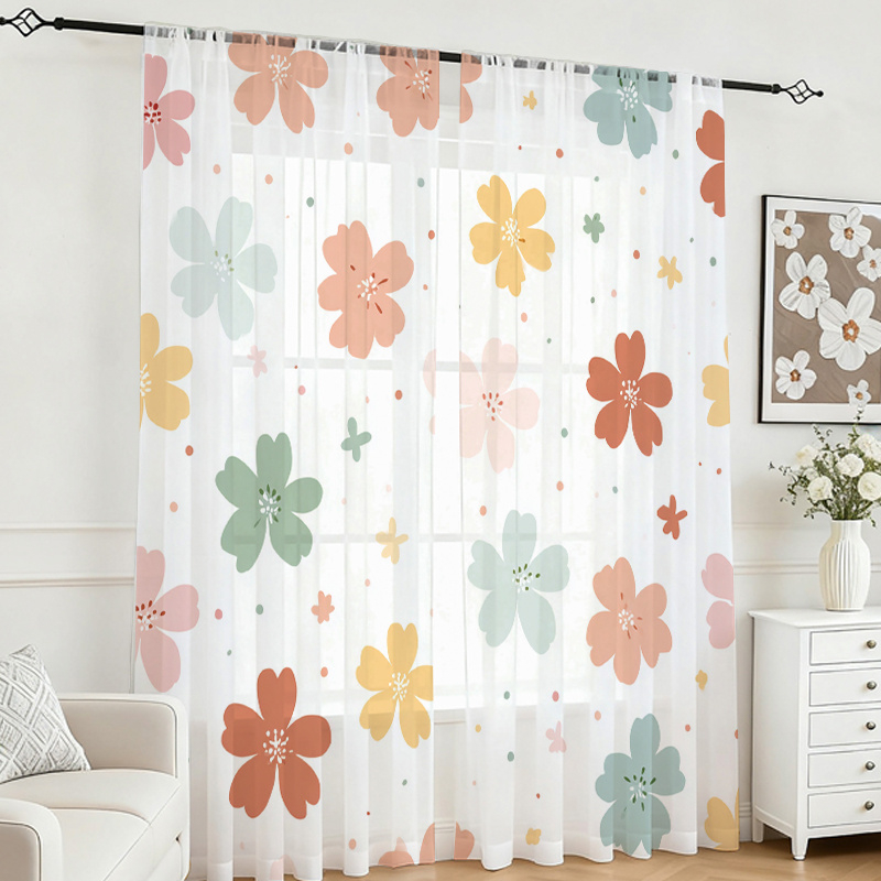 Flower Wall Panel - 2 Peças de Cortina Transparente com