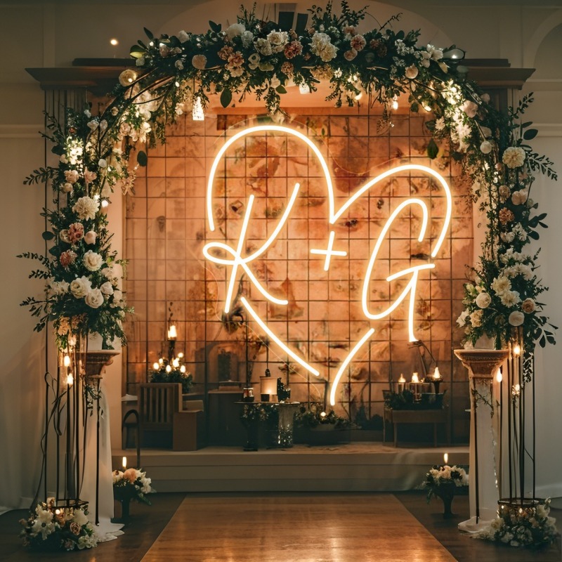 Iniciais personalizadas coraçã - Neon Sign Party avaliação e preço